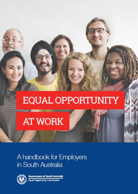 Cover of the 'Equal Opportunity at Work' brochure, showing people looking at the camera